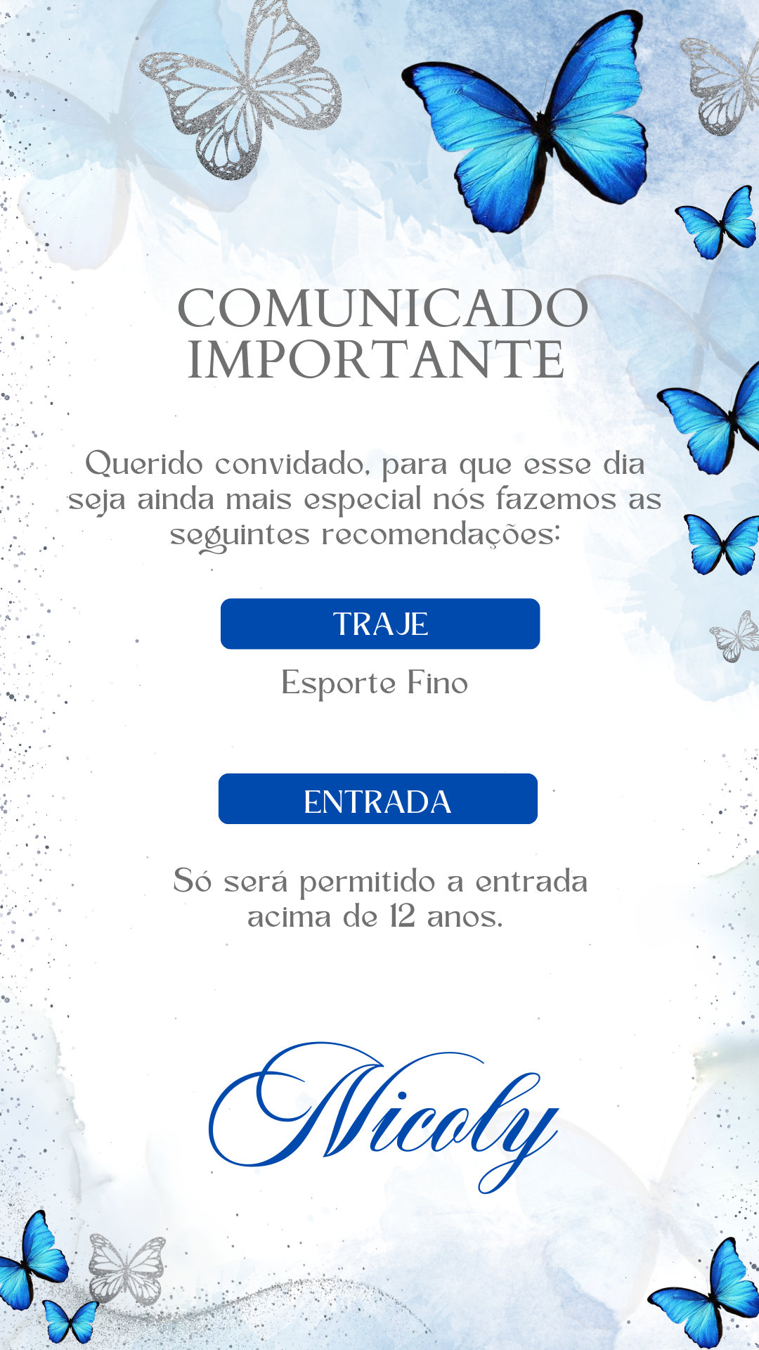 Convite Interativo - Azul Borboletas 15 - Imagem 5