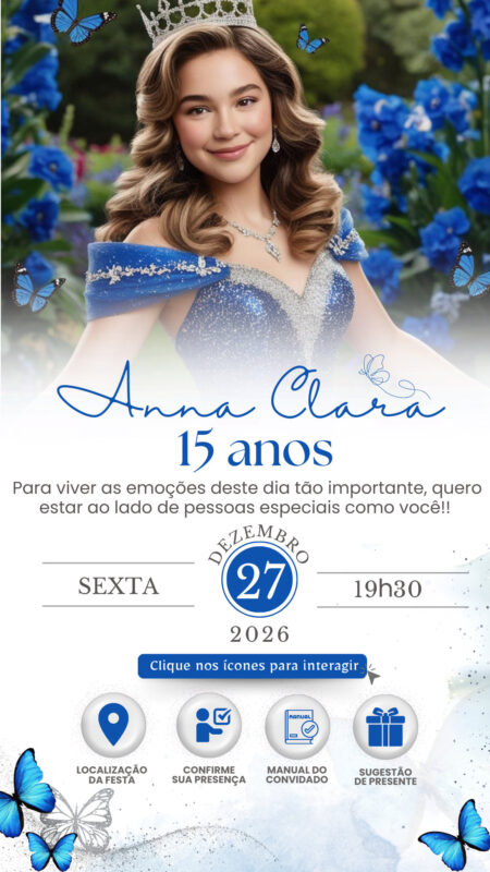 Convite Interativo - Azul Borboletas 2