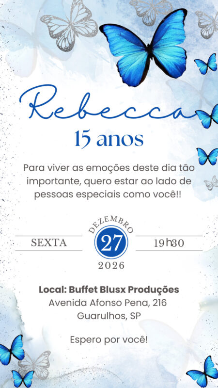 Convite Interativo - Azul Borboletas 7