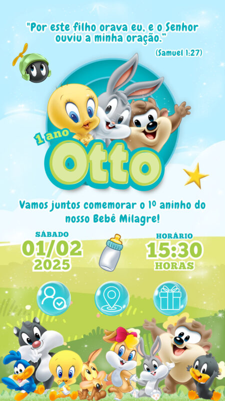 Convite Interativo - Baby Looney Tunes