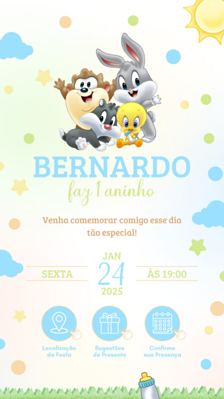 Convite Interativo - Baby Looney Tunes
