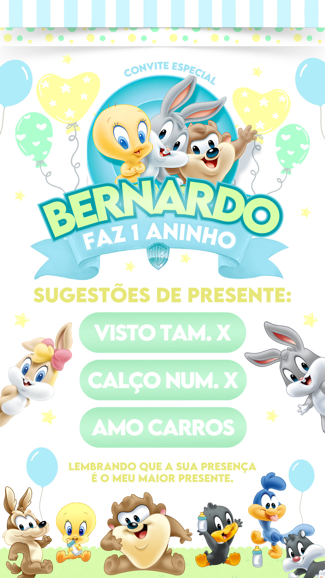 Convite Interativo - Baby Looney Tunes - Imagem 2