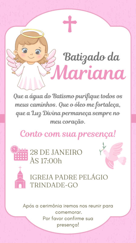 Convite Interativo - Batizado Rosa