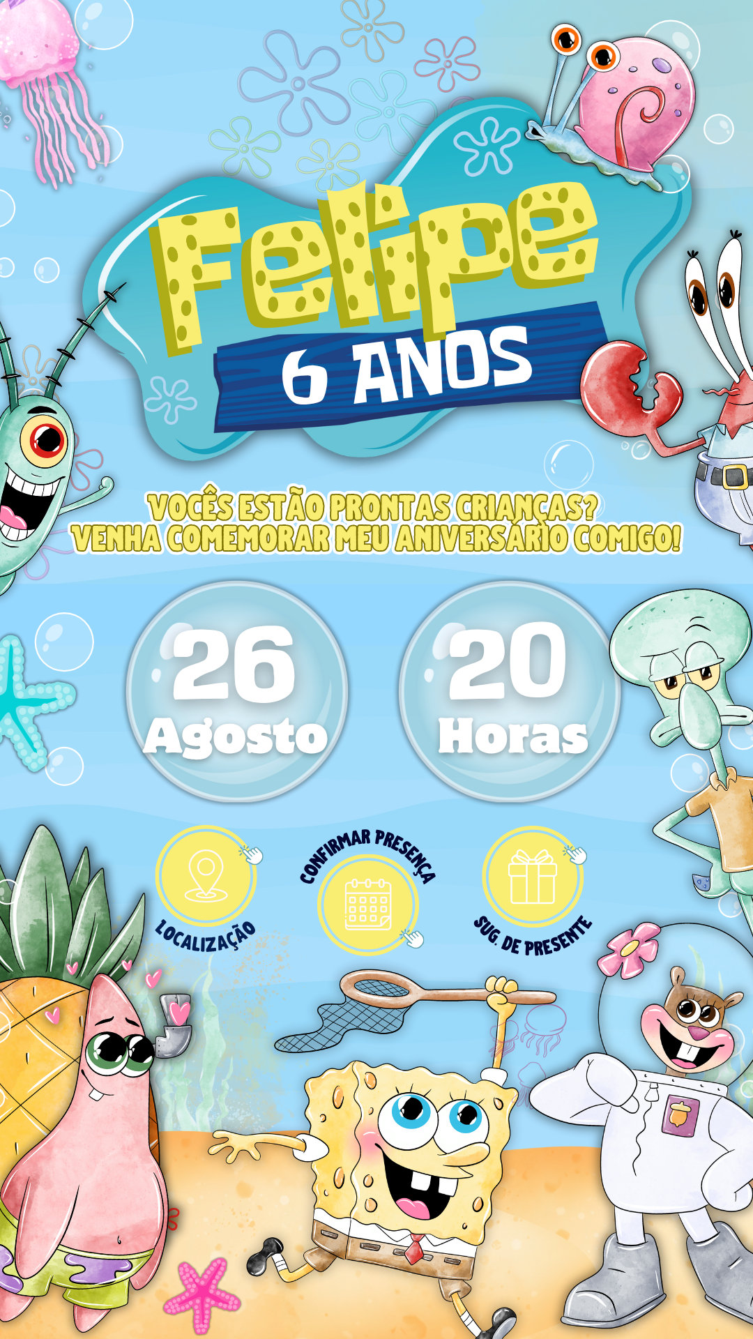 Convite Interativo - Bob Esponja