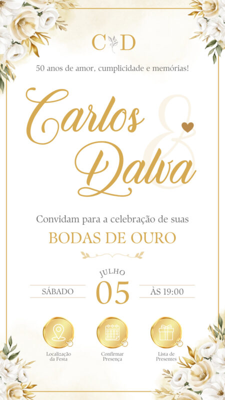Convite Interativo - Bodas de Ouro Dourado
