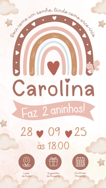 Convite Interativo - Boho Menina