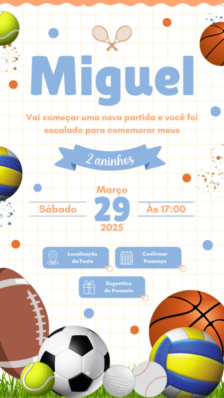 Convite Interativo - Bolas Esportivas
