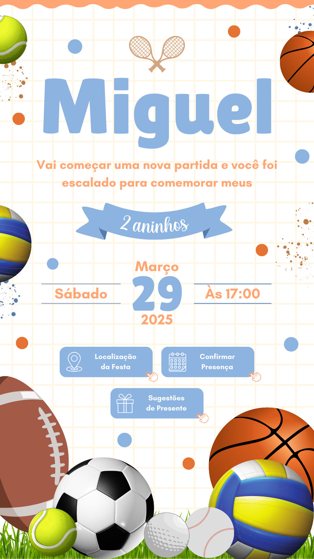 Convite Interativo - Bolas Esportivas