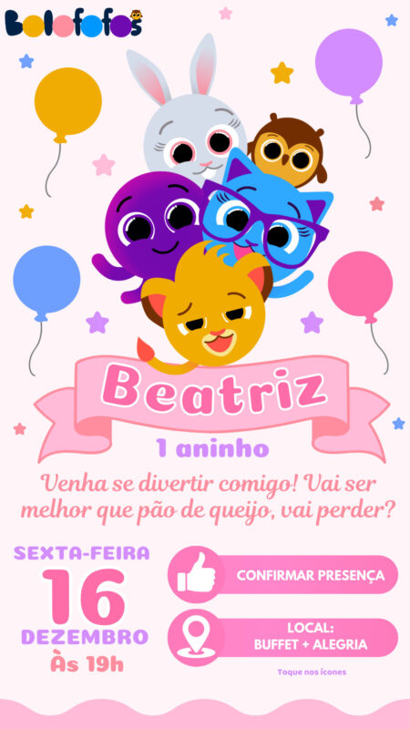 Convite Interativo - Bolofofos Menina