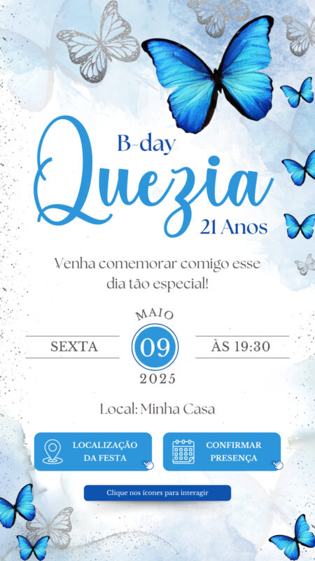 Convite Interativo - Borboleta azul