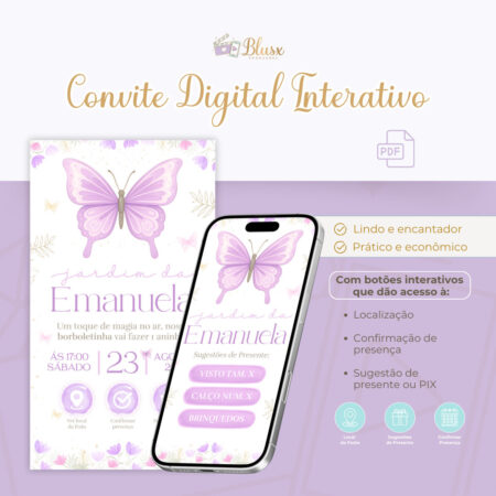 Convite Interativo - Borboleta Roxa