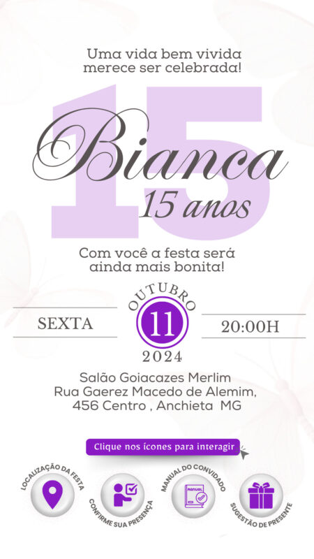Convite Interativo - Borboleta Roxo 12