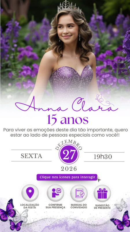 Convite Interativo - Borboleta Roxo 2