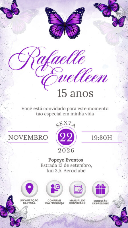 Convite Interativo - Borboleta Roxo 3