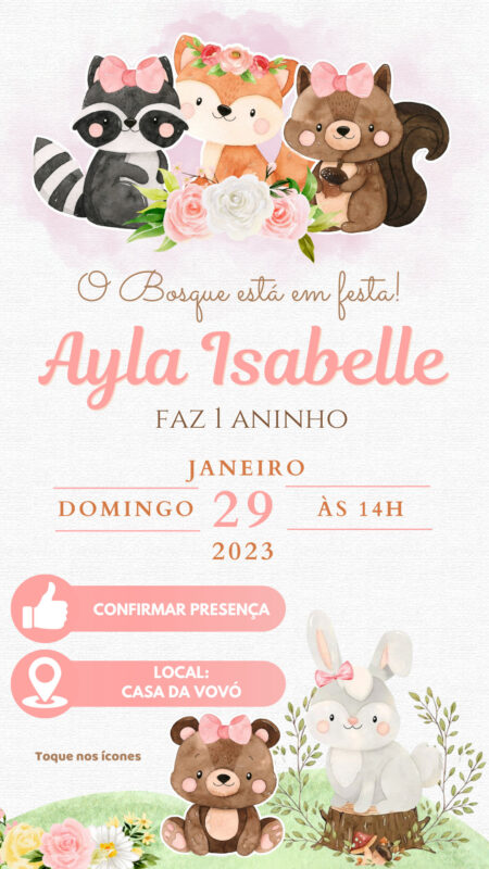 Convite Interativo - Bosque Menina