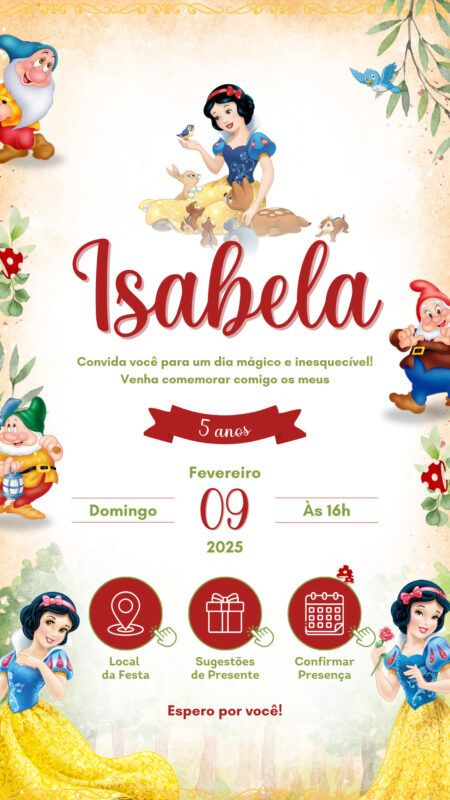 Convite Interativo - Branca de Neve