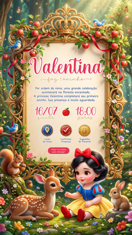 Convite Interativo - Branca de Neve