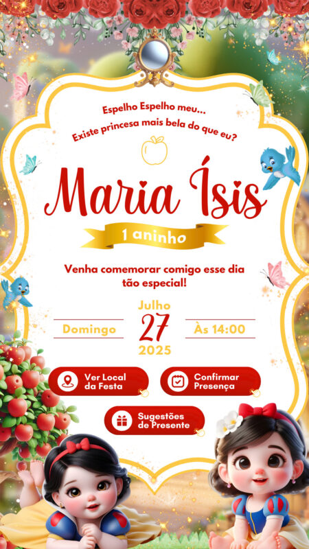 Convite Interativo - Branca de Neve Baby