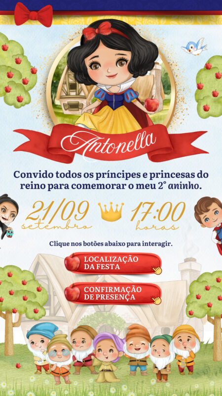 Convite Interativo - Branca de Neve Cute
