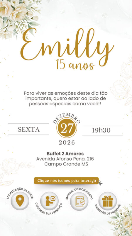 Convite Interativo - Branco e Dourado 10