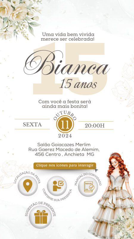 Convite Interativo - Branco e Dourado 11
