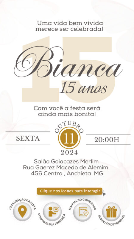Convite Interativo - Branco e Dourado 12