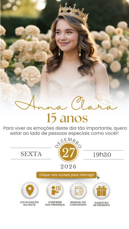 Convite Interativo - Branco e Dourado 2