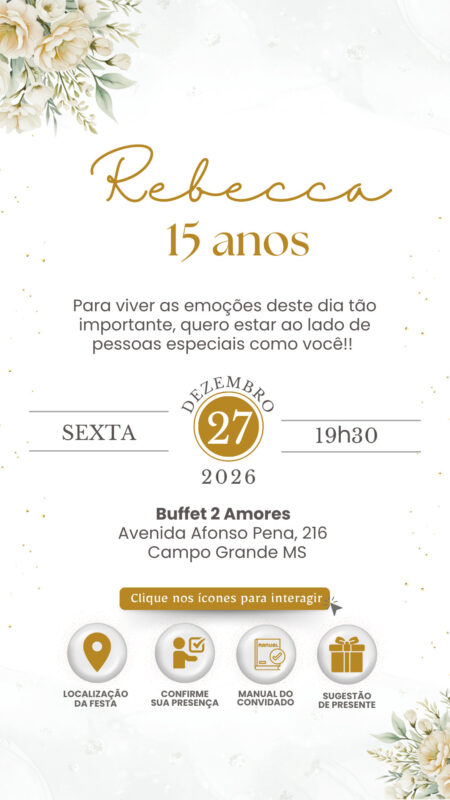 Convite Interativo - Branco e Dourado 5