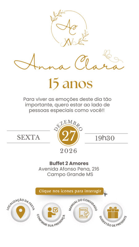Convite Interativo - Branco e Dourado 6