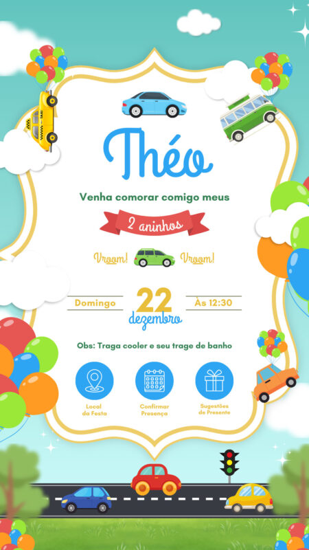 Convite Interativo - Carrinhos