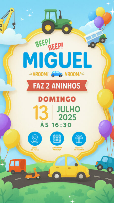 Convite Interativo - Carrinhos
