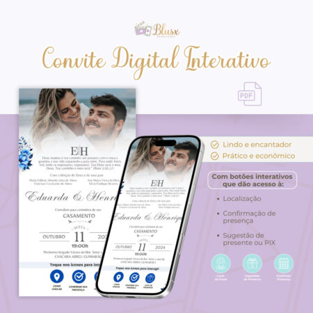 Convite Interativo - Casamento - Azul 03