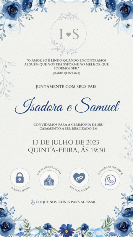 Convite Interativo - Casamento Azul
