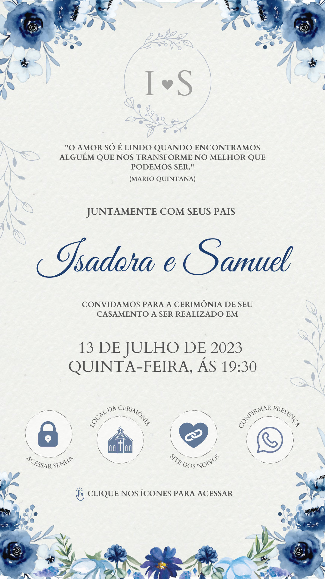 Convite Interativo - Casamento Azul