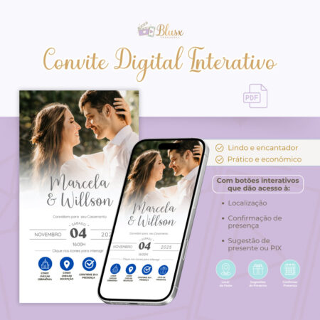 Convite Interativo - Casamento - Azul 10
