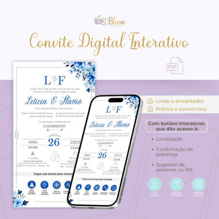 Convite Interativo - Casamento - Azul 15