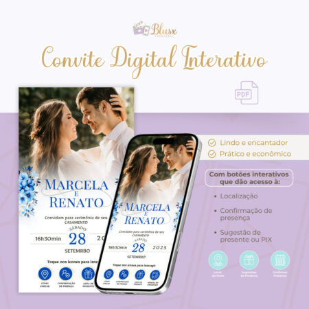 Convite Interativo - Casamento - Azul 16