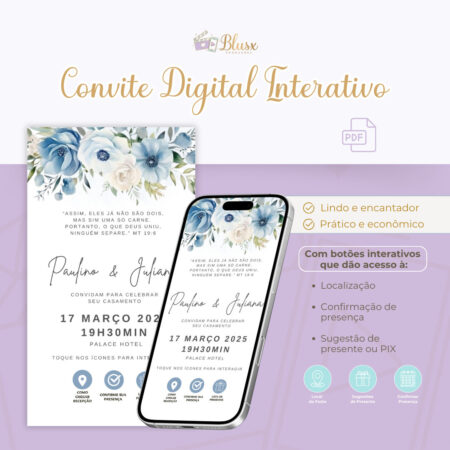 Convite Interativo - Casamento - Azul 20