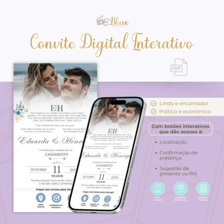 Convite Interativo - Casamento - Azul 21