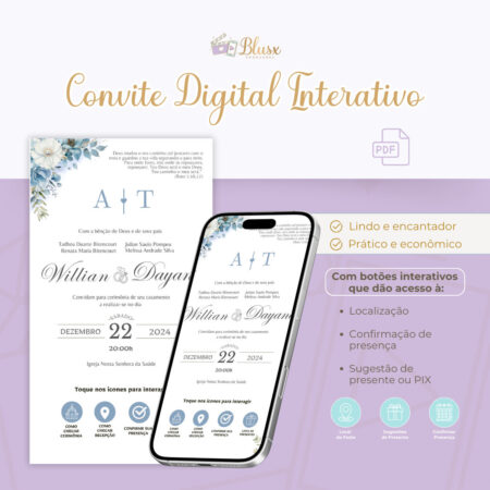 Convite Interativo - Casamento - Azul 26