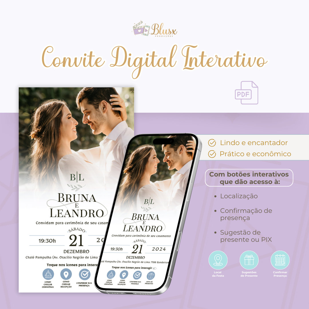 Convite Interativo - Casamento - Azul 31
