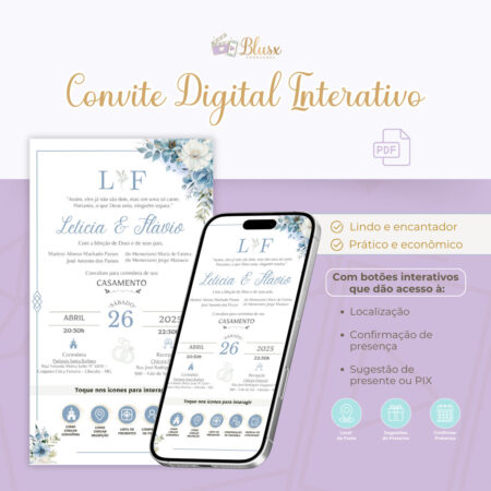 Convite Interativo - Casamento - Azul 33