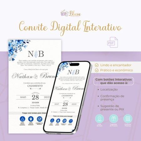 Convite Interativo - Casamento - Azul 9