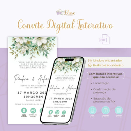 Convite Interativo - Casamento - Azul Tiffany 01
