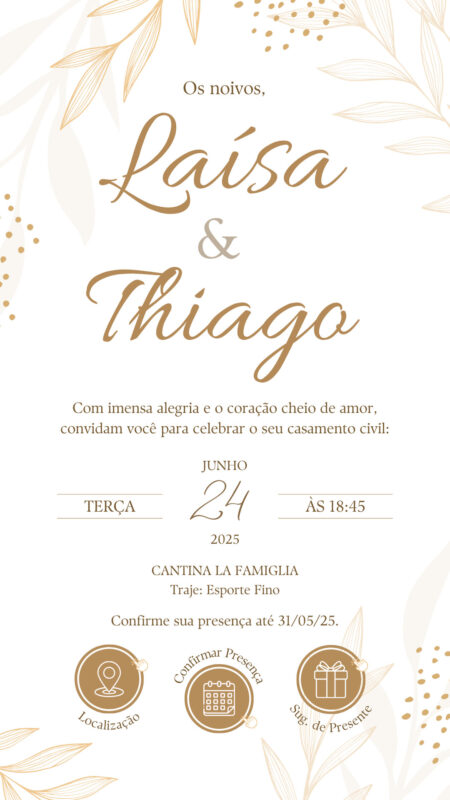 Convite Interativo - Casamento Bege