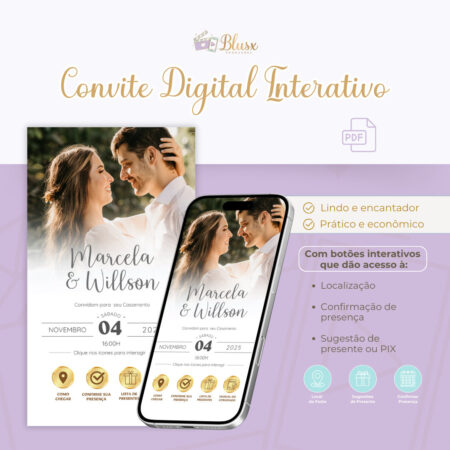 Convite Interativo - Casamento - Branco e Dourado 10