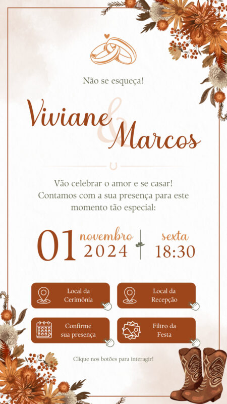 Convite Interativo - Casamento Cowboy