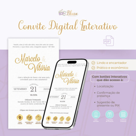 Convite Interativo - Casamento - Dourado 11