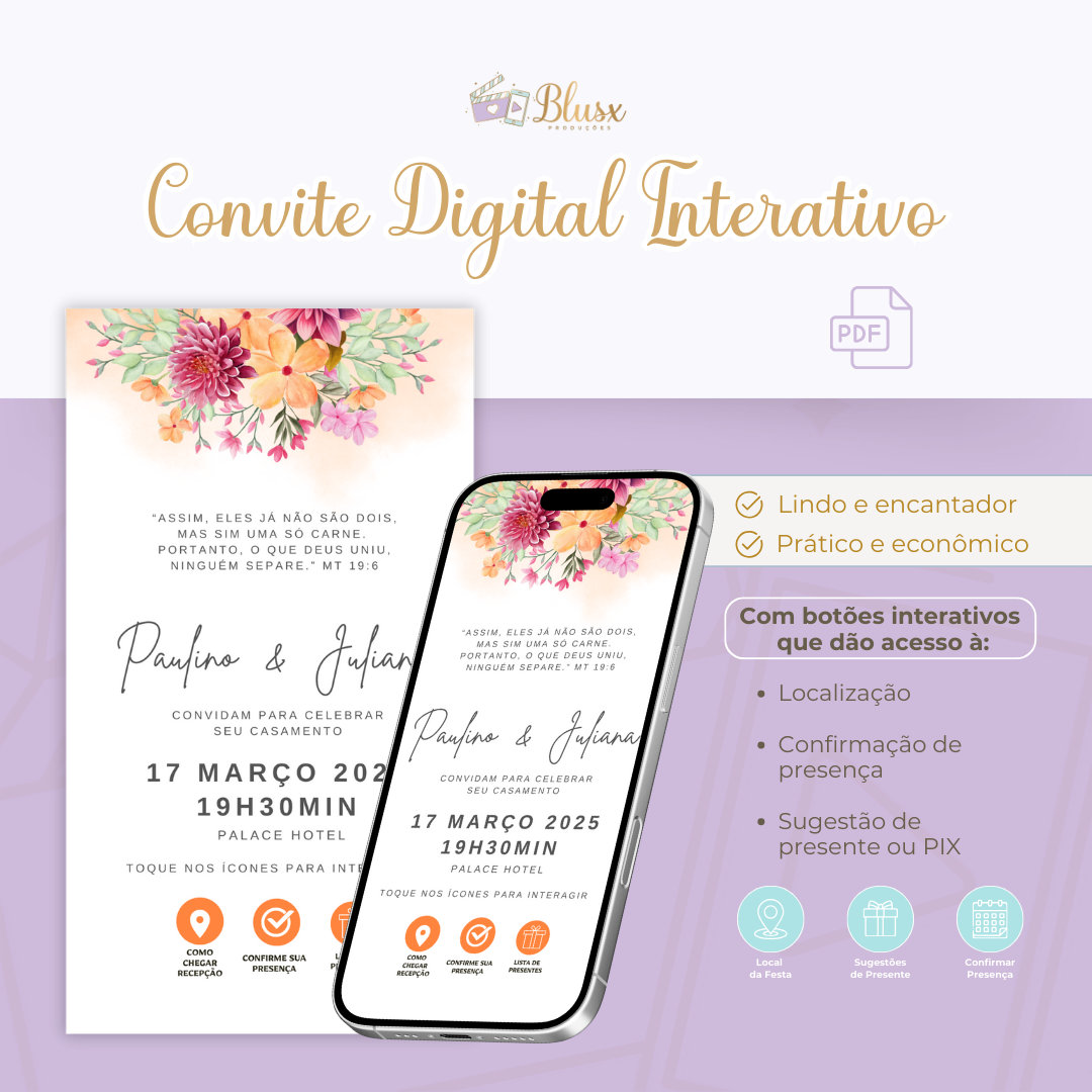 Convite Interativo - Casamento - Laranja 1