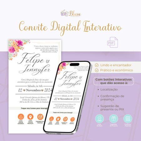 Convite Interativo - Casamento - Laranja